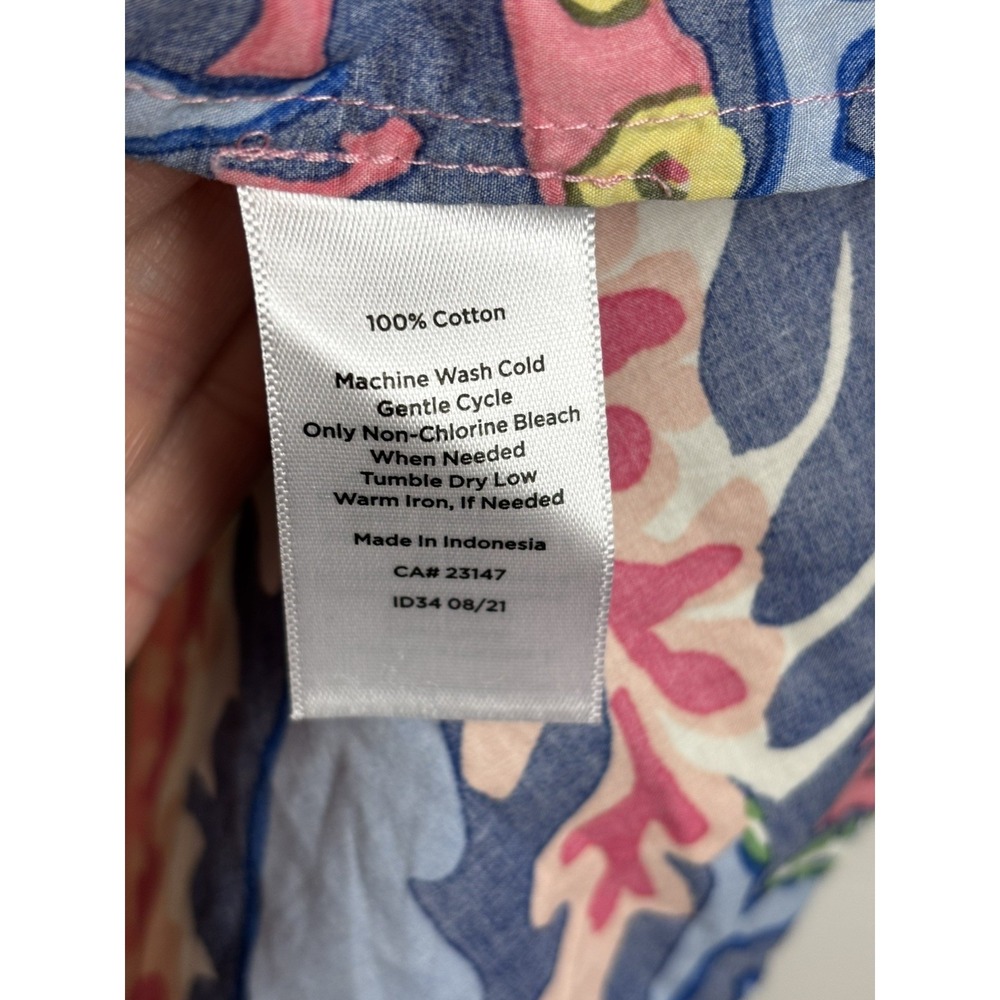 Talbots Women's Petite XLP Multicolor summer bold Novelty Cotton Collared Button - Picture 5 of 9